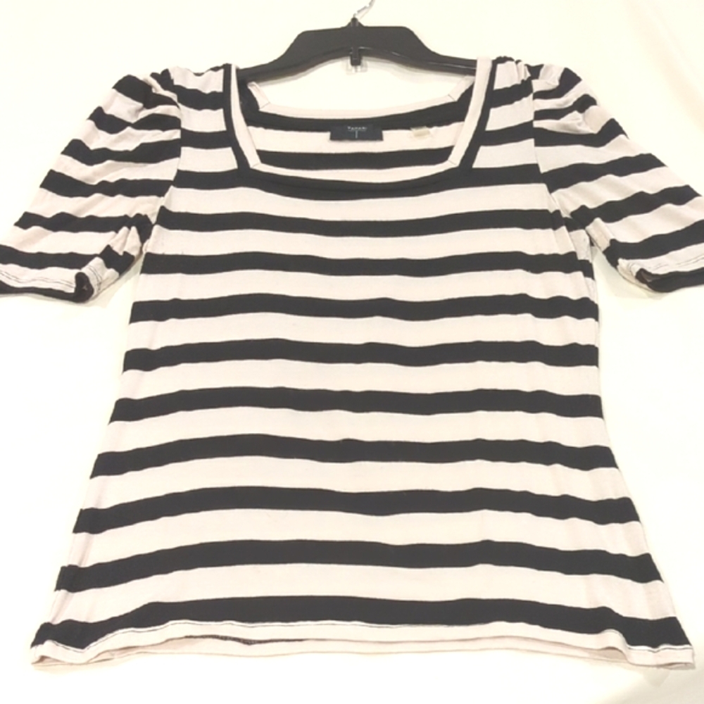 TAHARI Striped Black and Cream Top
